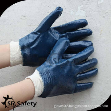 SRSAFETY blue nitrile coated working glove CE